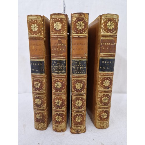 29 - Sheridan's Life and Works in 4 full calf bound volumes by Moore 1825