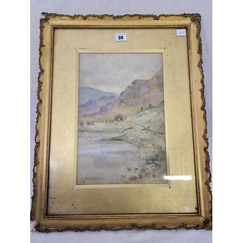 39 - 19th century watercolour on Haweswater, signed C. Dixon lower right, approx. 23cm x 36cm