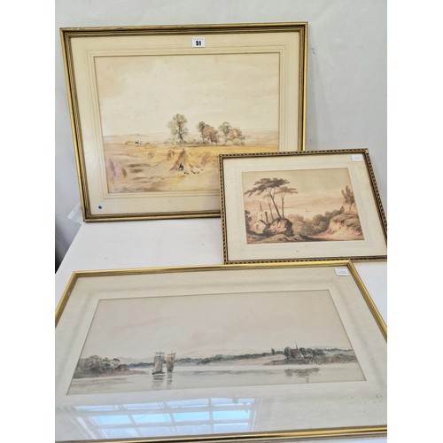 51 - Three various Victorian watercolours of landscapes