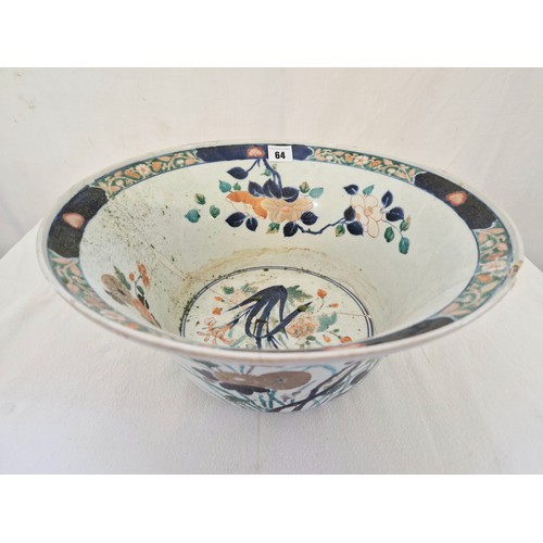 64 - Large Imari bowl approx. 37cm diameter, with chip and damage repair