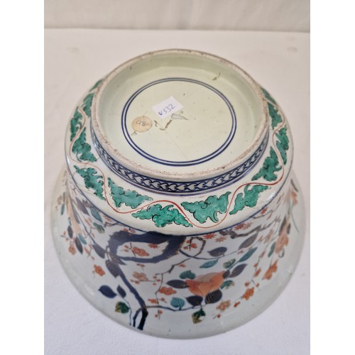 64 - Large Imari bowl approx. 37cm diameter, with chip and damage repair