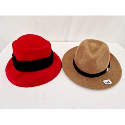 120 - Ladies Principles red hat and a Joules trilby hat