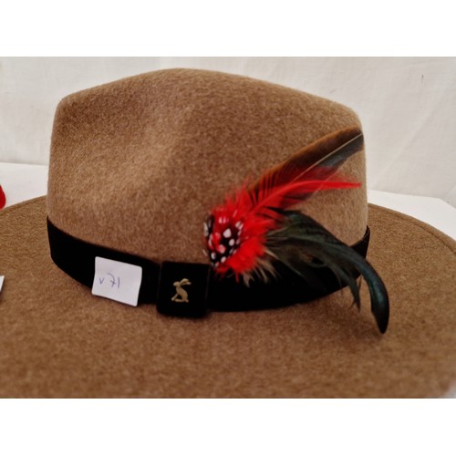 120 - Ladies Principles red hat and a Joules trilby hat