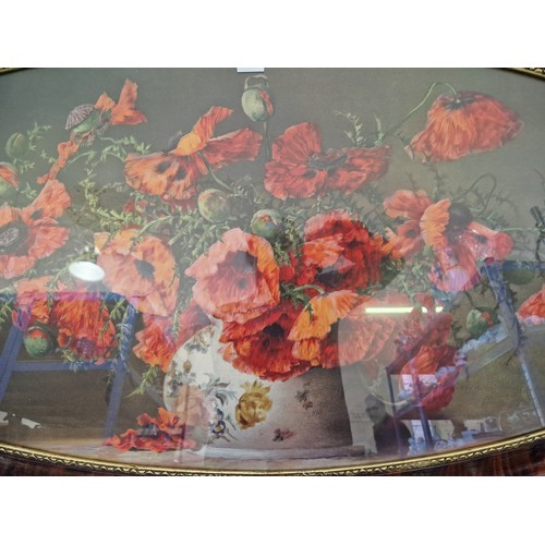 23 - Large print of pastel poppy still life in ornate frame