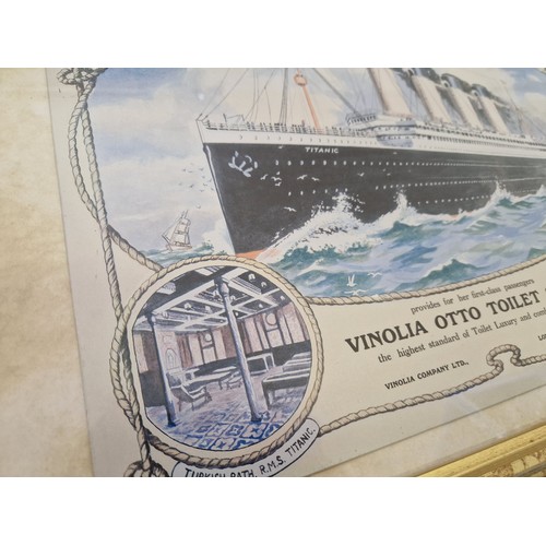 40 - Reproduction HMS Titanic framed advertising enamel plaque for the Vinolia Otto Toilet Soap