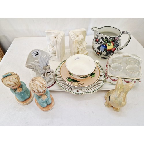 59 - Various ceramic incl. two Goebel kneeling child figures; Leighton pomegranate jug etc