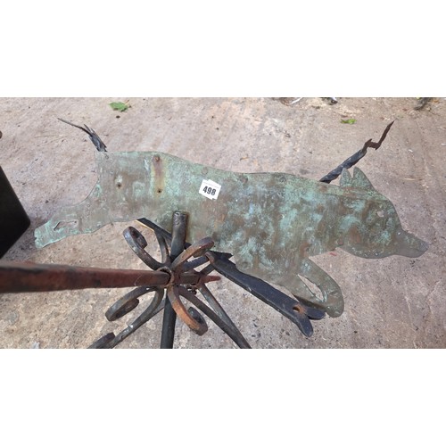 Wrought metal fox weathervane