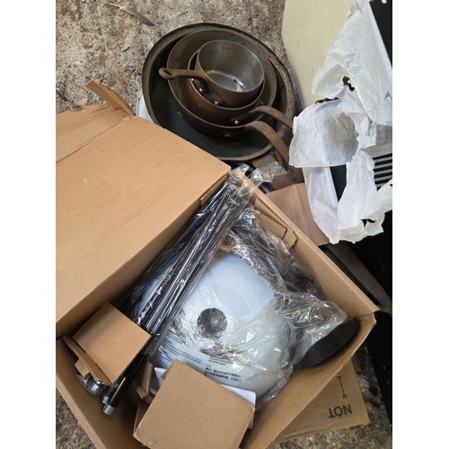 As new extractor canopy, portable propane heater, copper cauldron etc