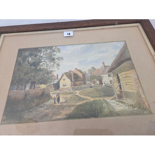 14 - Watercolour of a Victorian village street scene