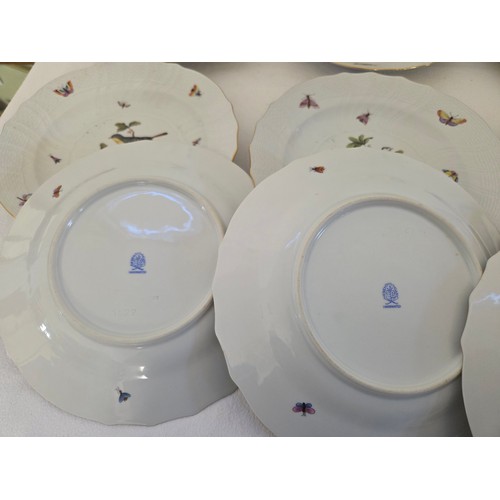 35 - A set of 12 Herend Rothschild Bird dessert/salad plates