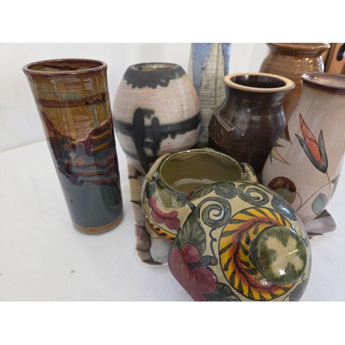 48 - Seven various Studio pottery and ceramic vases and jars