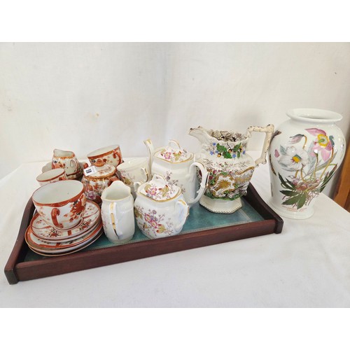 59 - Qty of Chinese and other decorative floral and gilt teaware; Portmeirion Botanic baluster vase etc