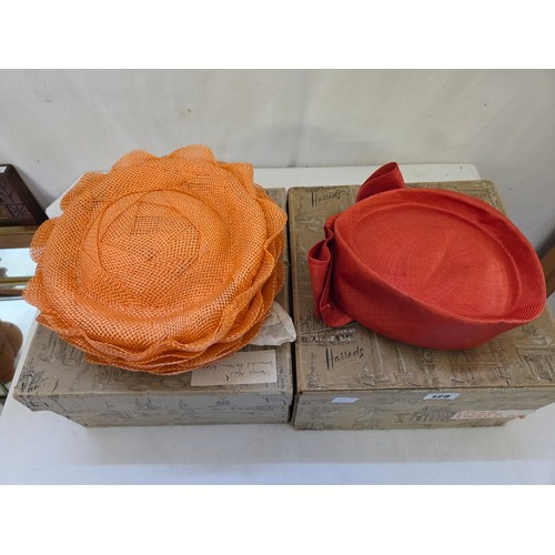 128 - Two ladies vintage hats incl. Trikki by Edda Wallis in Harrods retail boxes