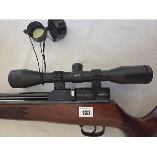 137 - Brocock Concept Super 6 2.2 air rifle with AGS 4x40 scope, carrying case and gas canister