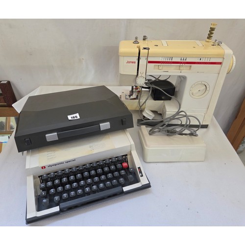 165 - Vintage Olympiette Special portable typewriter and Jones electric sewing machine