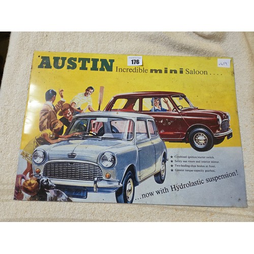 176 - Reproduction Austin Mini metal advertising sign