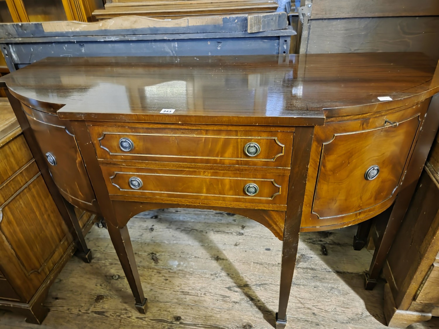 Reproduction mahogany bow fronted sideboard with 2 central drawers ...