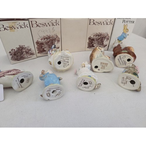 61 - Collection of 7 Beswick Beatrix Potter with BP-2 oval gold back stamps; Tom Kitten, Tabetha Twitchet... 