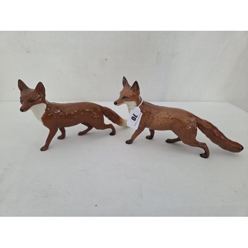 70 - Two Beswick gloss fox figurines