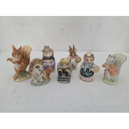 71 - Collection of 7 gloss Beatrix Potter figurines; 4 Royal Albert - Mr Jackson, Old My Brown, Timmy Tip... 