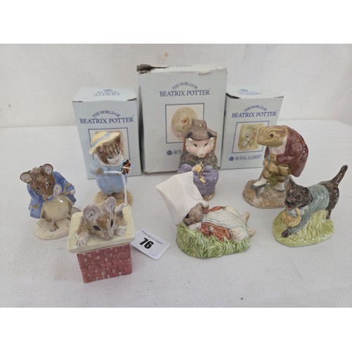 76 - Collection of 7 Royal Albert Beatrix Potter figurines, Benjamin Wakes Up, John Joiner, Gentleman Mou... 