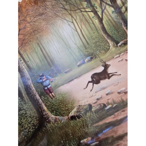 77 - Pair of late 19th century Limoges pictorial plates depicting hunting scenes signed F Villetelle