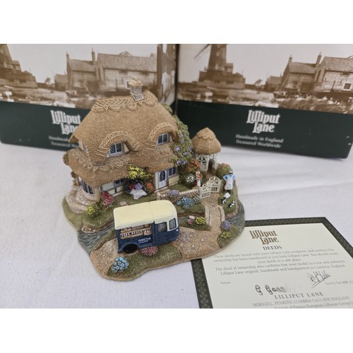 83 - Lilliput Lane, 4 boxed with deeds incl. Two Pints Please, The Good Life, The Nineteenth Hole and Bee... 