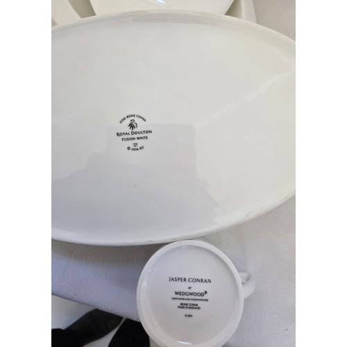 93 - Qty of white ceramic tableware incl. Royal Doulton Fusion white, Jasper Conran by Wedgewood and 10 S... 