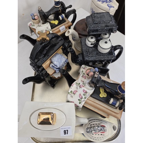 97 - Collection of 7 various novelty ornamental teapots