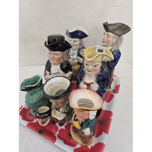 106 - Collection of 7 various Toby jugs and a Royal Doulton Beefeater character jug