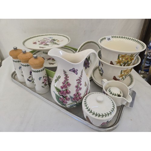 111 - Collection of Portmeirion Botanic Garden tableware and jardinière incl. cruets