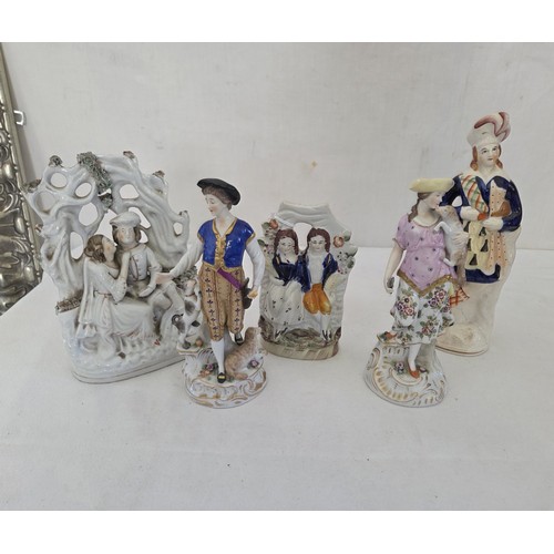 113 - Collection of 5 figurines, 3 Staffordshire and 2 Continental 18th century dressed figurines