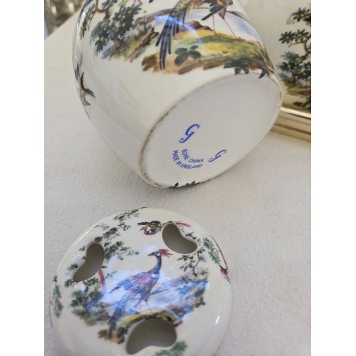 118 - Mixed ceramic ornamental and tableware incl. Coalport miniature cups, Goss, decorative covered jars