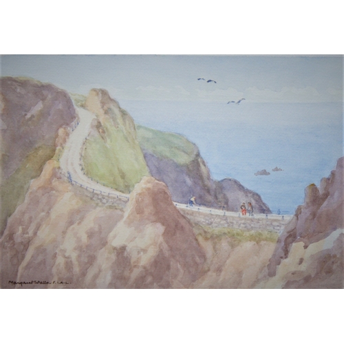 13 - Margaret Waller F.I.A.L. (British 1916-1997) La Coupee, Sark, watercolour, signed lower left, 30 x 2... 