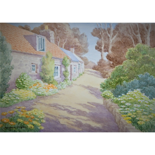 14 - Margaret Waller F.I.A.L. (British 1916-1997) watercolour, Cottages at L'Ecluse, Sark, signed lower l... 