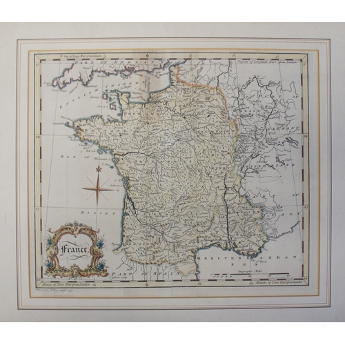 21 - A map of France and The Channel Islands circa 1760, by John Gibson, showing Jarsey, Gr. Sark, Garnse... 