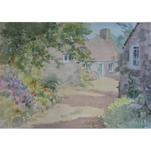 12 - Margaret Waller F.I.A.L. (British 1916-1997) Cottages, Little Sark, signed lower left, 34.5 x 34.5 c... 