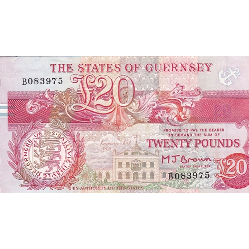 44 - States of Guernsey Banknote Twenty Pounds B083975 signed Brown.