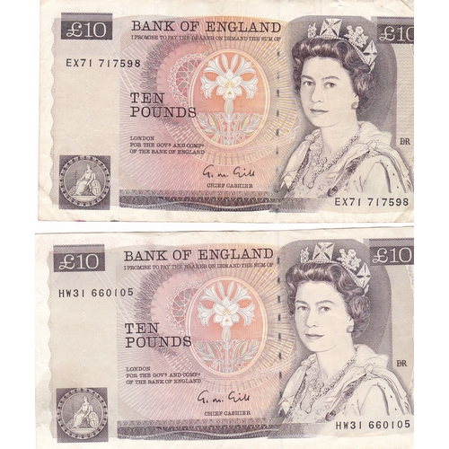 46 - Three Bank of England Ten Pound Banknotes