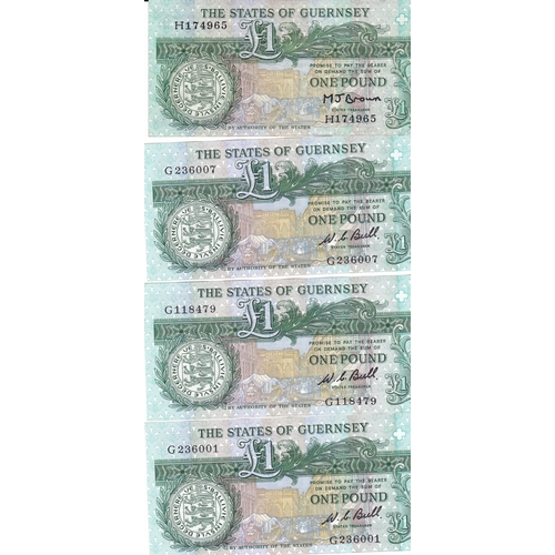 50 - Eight various Guernsey one pound banknotes