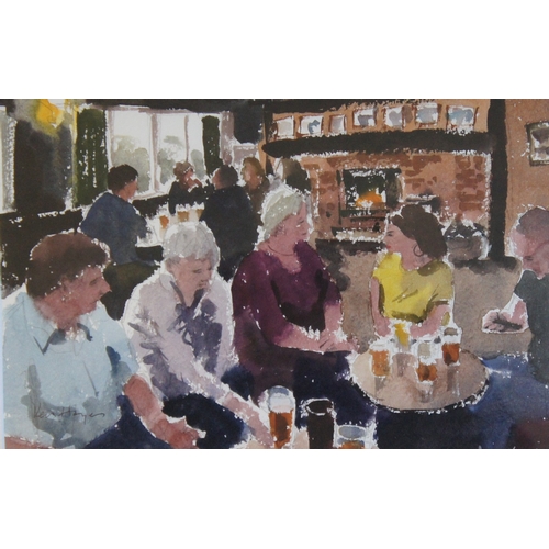 75 - Ken Hayes, Public House interior, watecolour, signed, 32 x 22 cm.