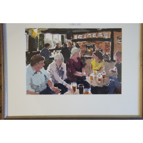 75 - Ken Hayes, Public House interior, watecolour, signed, 32 x 22 cm.