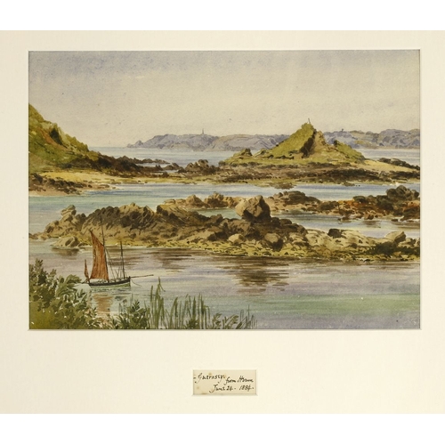 114 - Eliza Ridley Sandys (British19th century) Guernsey from Herm, watercolour, inscribed with title and ... 