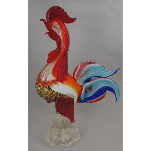 5 - Murano style multi-coloured glass chicken, 29 cm. high.