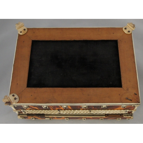 6 - Indian ivory and tortoishell box, 19th century, with hinged lid, a.f. condition.