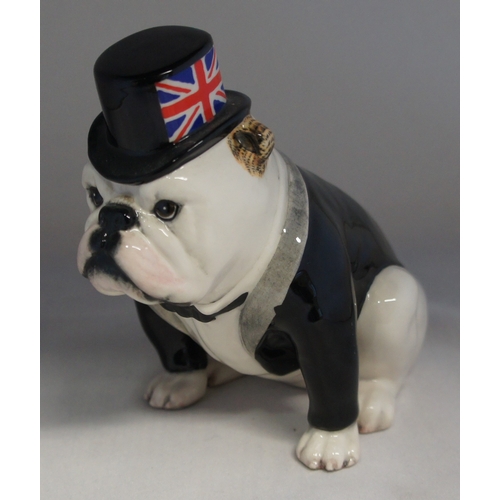 42 - Royal Doulton Bulldog, with black jacket and top hat, DA 228 (white) from an edition of 1000, 12 cm.... 