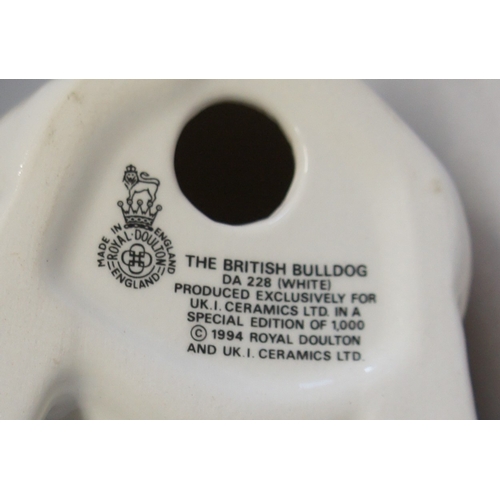 42 - Royal Doulton Bulldog, with black jacket and top hat, DA 228 (white) from an edition of 1000, 12 cm.... 