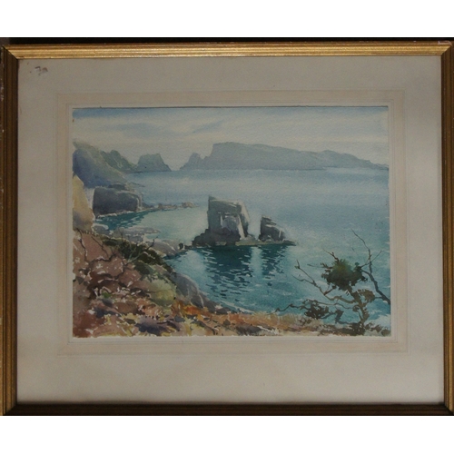 53 - A.Bradbury, Les Autelets, Sark, watercolour, signed.