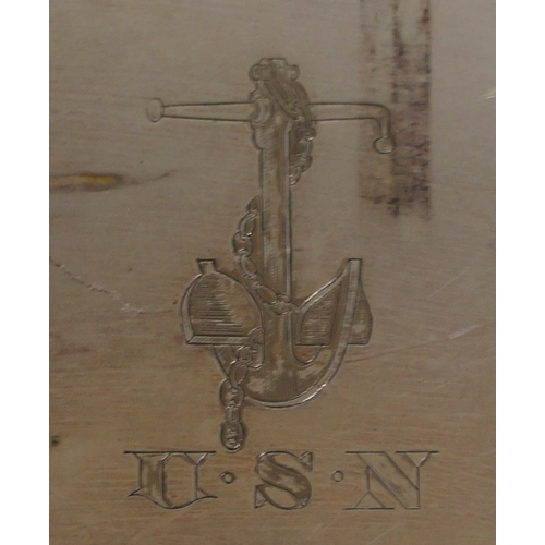 23 - A silver plated tray with U.S. Navy engraving, 31 x 23 cm.