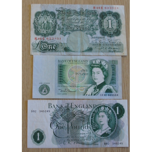 137 - Three Bank of England one pound notes